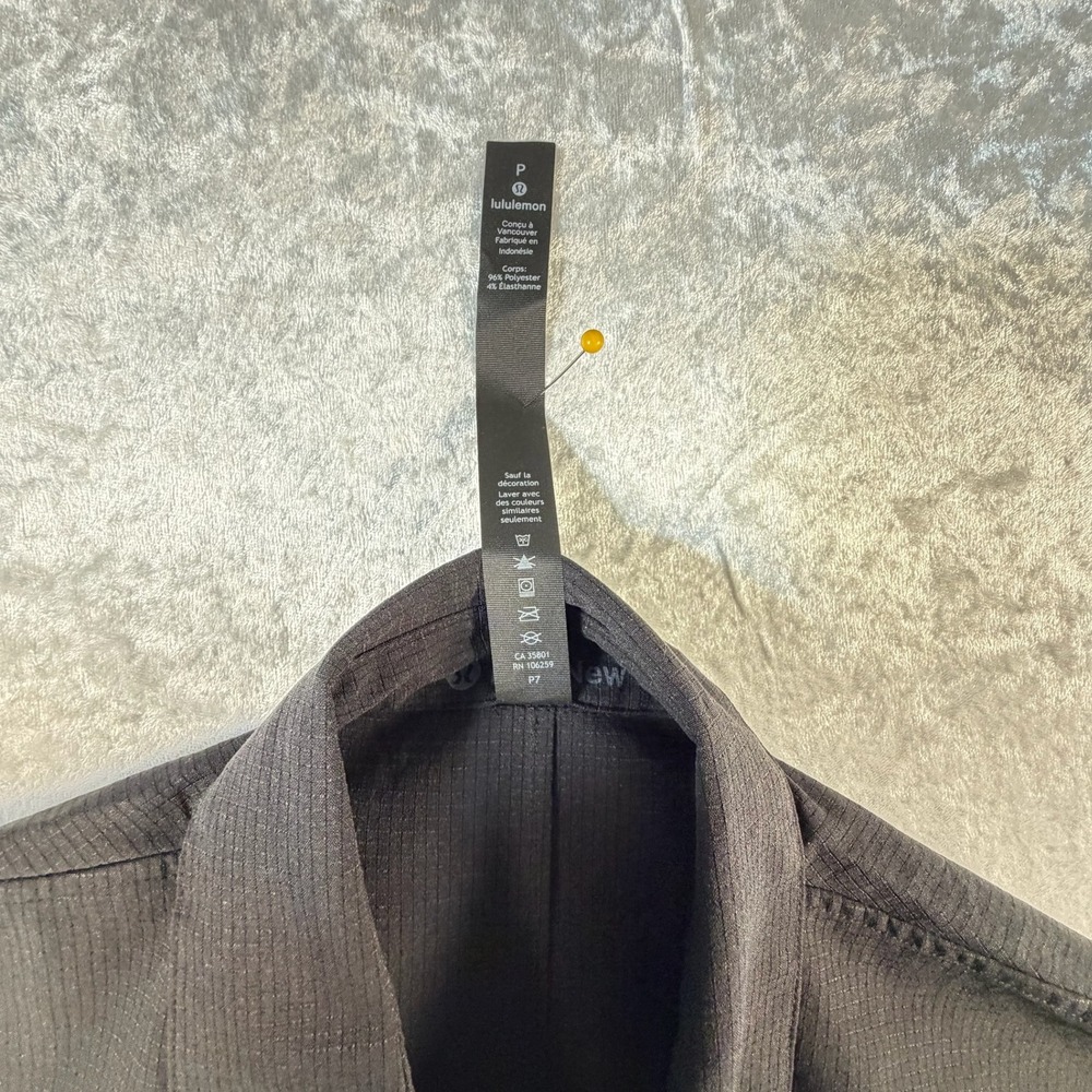 lululemon Button Down Shirt Mens S Gray Excellent Short Sleeve Grid Stretch - Picture 7 of 7